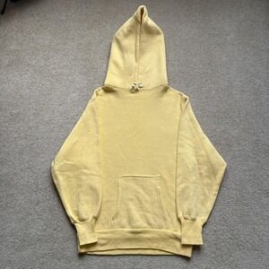 Vtg Yellow Blank Hoodie 70s 80s Fits Small Pullover Gateway Cotton Poly Blend